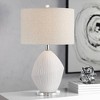 360 Lighting Lara 23" High Small Modern Coastal Accent Table Lamp Sand White Finish Single Oatmeal Shade Living Room Bedroom Bedside Nightstand House - 2 of 4