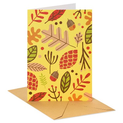 Halloween Card Acorn Leaves