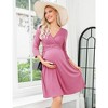 WhizMax Women's Maternity Dress 3/4 Sleeve V Neck Nursing Dresses Casual A Line Ruffle Party Midi Dress - 3 of 4