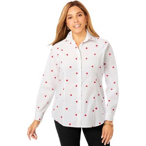 Jessica London Women's Plus Size Wrinkle-Free Stretch Poplin Shirt - 1 of 4