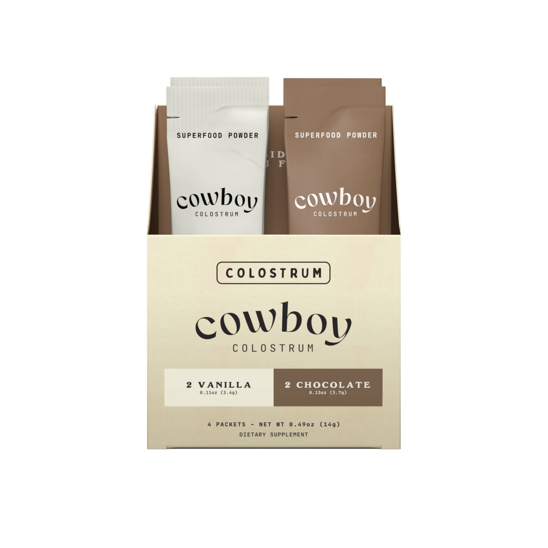 Cowboy Colostrum Colostrum Variety Pack - Vanilla & Chocolate - 0.49oz/4ct