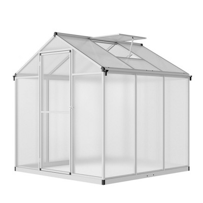 6x6 FT Greenhouse for Outdoors, Polycarbonate Greenhouse with Quick Setup Structure and Roof Vent