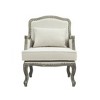 29" Tania Accent Chair Cream Linen Brown Finish - Acme Furniture: French Cabriole, Nailhead Trim, No Assembly Required - image 3 of 4