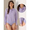 INSPIRE CHIC Women's Collared Business Casual Button Down Long Sleeves Bodysuit Leotard Shirt - 2 of 4