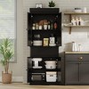 Tall Kitchen Pantry Cabinet - Rattan Doors, Adjustable Shelves, Freestanding Cupboard - 4 of 4
