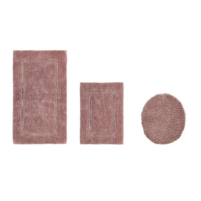 Lux Premium 100% Cotton  Ultra-Soft Tufted Solid Reversible 3 Piece Bath Rug Set, Water-Absorbent, Durable, Machine Washable Bathroom Rug