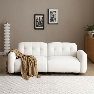 81"Cloud Sofa,Deep Seat Couch With Wooden Legs,3 Seater Sofa,Cloud Loveseat Lounge Sofa,Teddy Sofa For Living Room,Bedroom,Apartment,Office-Cuddlewood