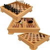 Toy Time 7-in-1 Deluxe Wood Board Game Set - Chess, Checkers, Backgammon, Dominoes, Cribbage, Poker Dice, and Standard 52-Card Deck - image 3 of 4
