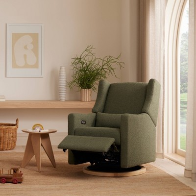 Eco-Friendly Olive Boucle Swivel Recliner with USB Port