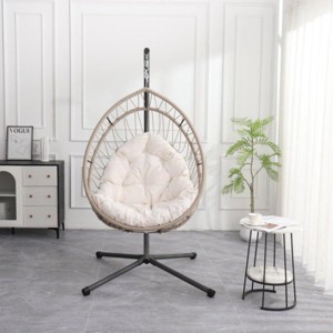 Hanging Chair With Stand, Patio Egg-Shaped Swing Chair With Cushion, Indoor Rocking Chair, Outdoor Hammock Egg-Shaped Chair-Cuddlewood - 1 of 4