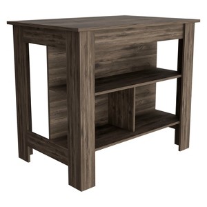 FONTOI Kitchen Island with Four Legs&Three Open Storage Shelves, Kitchen Table for Home, Black&Oak, 40.5"*35.4"*27.5" - 1 of 4