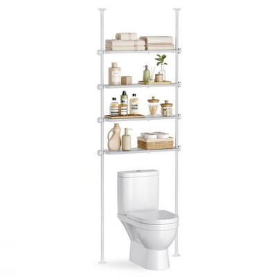 Pearl White Adjustable Over-the-Toilet Storage Shelf