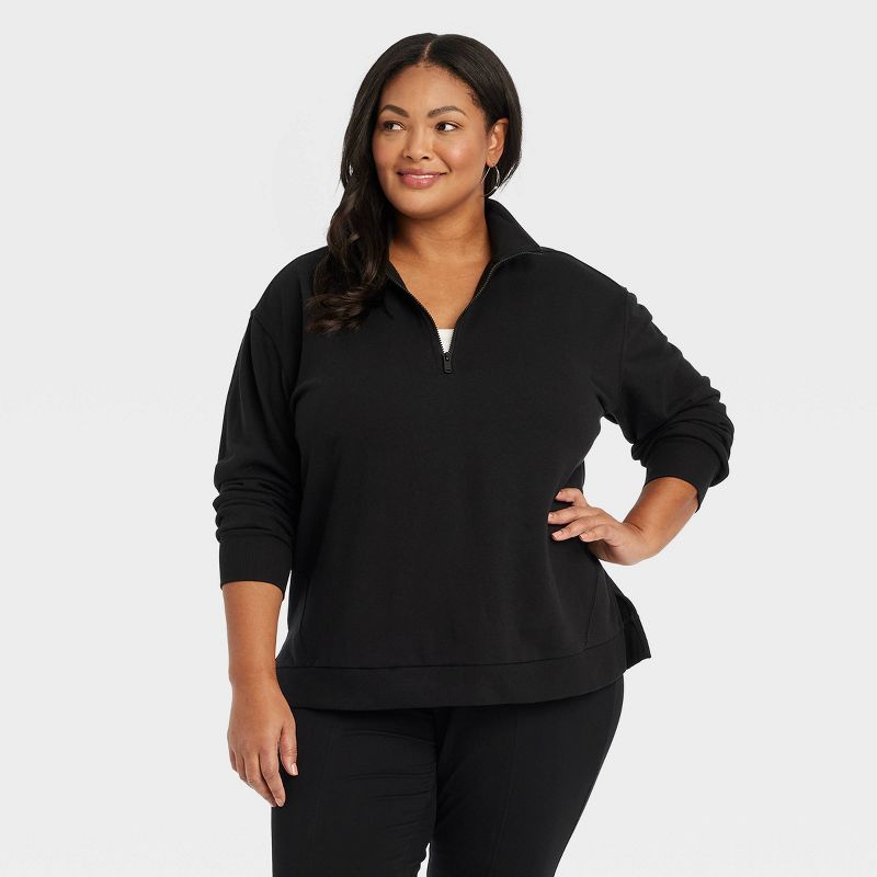 Women's Quarter Zip Pullover Sweatshirt - Ava & Viv™ , 1 of 4