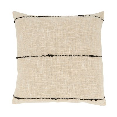 20"x20" Oversize Sleek Striped Woven Down Filled Square Throw Pillow - Saro Lifestyle: Cotton & Polyester, Zipper Closure