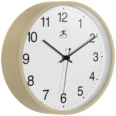 10-Inch Light Oak and White Round Wall Clock