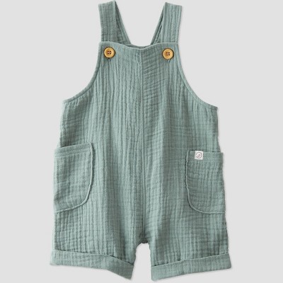 little Planet By Carter's Baby Spring Moss Shortalls - Green Newborn