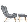 Planet 37.5" High Back High-End Velvet and Ultra-Soft Cushioning Upholstered Chaise Lounge Chaise and Ottoman Foot Rest Set-Maison Boucle - 3 of 4