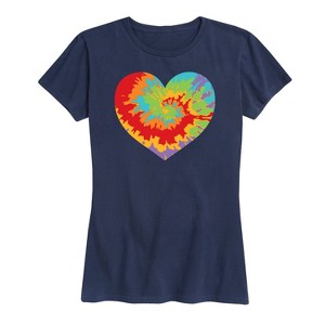 Women's - Instant Message - Tie Dye Heart Short Sleeve Graphic T-Shirt - 1 of 4