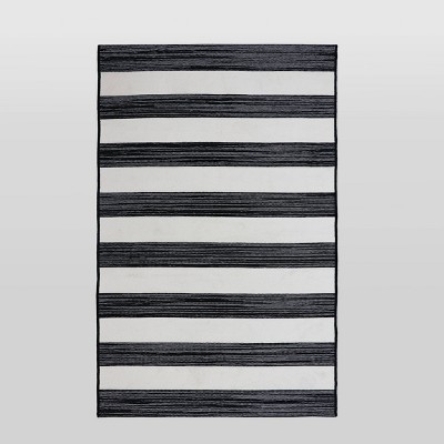 4'x6' Outdoor Rug Worn Stripe Black - Threshold™