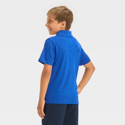 Детские Cat & Jack Boys' Short Sleeve Performance Uniform Polo Shirt - Cat & Jack™ Light Blue XS: Doubleknit Fabric — фото 2