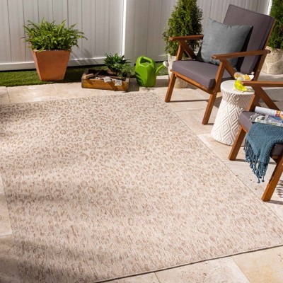 Hauteloom Alia Leopard Print Light Beige Performance Rug