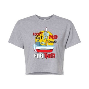 Women's - SpongeBob SquarePants - Squidward I Don't Get Paid Enough Cropped Graphic T-Shirt - 1 of 4
