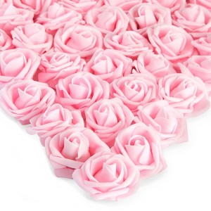 Bright Creations 200 Pack Light Pink Artificial Flower Heads, 2 Inch Stemless Fake Foam Roses for Wall Decorations, Weddings, Bouquets - 1 of 4