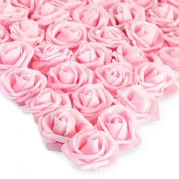 Bright Creations 200 Pack Light Pink Artificial Flower Heads, 2 Inch Stemless Fake Foam Roses for Wall Decorations, Weddings, Bouquets