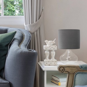 Clear Glass Raindrop Table Lamp with Fabric Shade Gray - Simple Designs: ETL Listed, No Assembly, Modern Decor, 1-Way Switch - 1 of 4