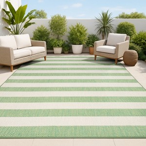 Negril Two-Tone Wide Stripe Indoor/Outdoor Area Rug - JONATHAN Y - 1 of 4