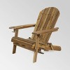 2pk Bellwood Outdoor Acacia Wood Folding Adirondack Chairs Natural - Christopher Knight Home: Weather-Resistant with Cup Holders - 3 of 4