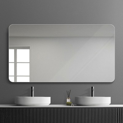 Bathroom Vanity Mirror,Rounded Square Mirror Frameless Bathroom Wall Mirror Anti-Fog Waterproof-The Pop Home