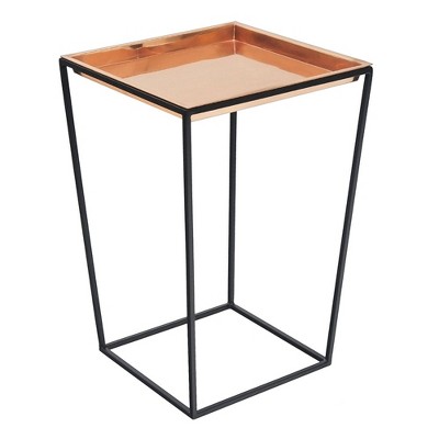 Indoor/Outdoor Arne Copper Plant Stand with Tray Black Powder Coat Finish - Achla Designs: Freestanding, No Assembly, 22.25&#34; Tall