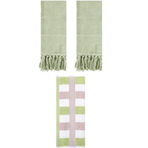 REGALWOVEN 3 Packs Cotton Absorbent Soft Decorative Bathroom Hand Towel Set - 1 of 4