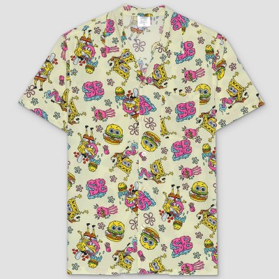 Men's SpongeBob SquarePants Short Sleeve Button-Down Shirt - Ivory
