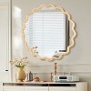 CAVINAS 31/36/42"Round Wall Mirror with Wooden Wave Frame,Chic Wall Mounted Mirror for Home Decor,Modern HD Glass Bathroom Vanity Mirror - 2 of 4