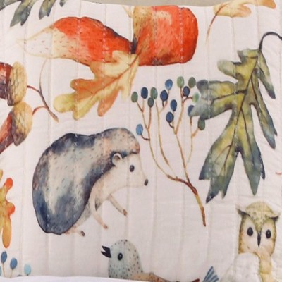 Multicolor Forest Creatures Cotton Polyester Standard Pillow Sham