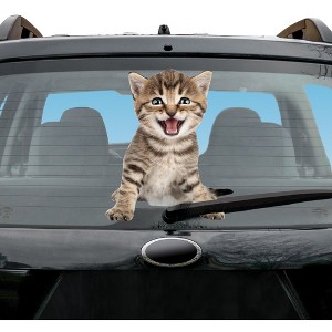 Collections Etc Whimsical Kitten Vinyl Car Window Decal Brown - 1 of 2