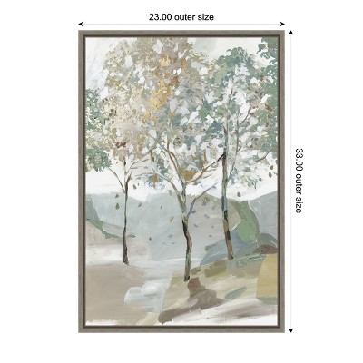 Breezy Landscape Trees II Canvas Print with Sylvie Greywash Frame