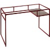 Gulches Glass Top Writing Desk - Blue/Red Finish, 5mm Clear Glass, Metal Sled Base, Open Wooden Shelf, 70lbs Top Weight Limit - 2 of 4