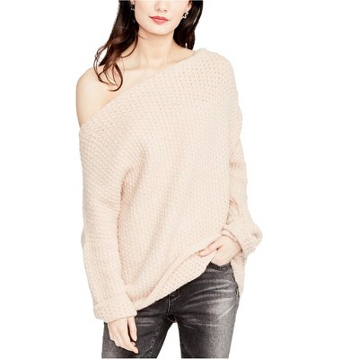 Rachel Roy Womens One Shoulder Knit Sweater