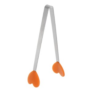 Unique Bargains Stainless Steel Silicone Tips Heart Shape Food Tongs - 1 of 4