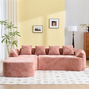 GDFStudio Gideon L-Shaped 4-Seater Chenille Compressed Sectional Sofa - 1 of 4