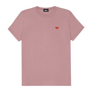 Dalix Pixel Heart Embroidered Lightweight Relaxed Jersey Tee Summer Cute Love Womens - 1 of 4