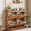 coucheta Set of 2 Shoe Storage Cabinet with 4 Flip Drawers, Wood Shoe Cabinet with Rattan Doors and Adjustable Shelves- Freestanding Shoe Organizer - 4 of 4