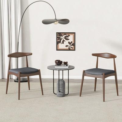 Mid-Century Modern Dining Chair Set of 2 with Cushioned Seat & Rubberwood Frame for Dining Room-Baofuwish