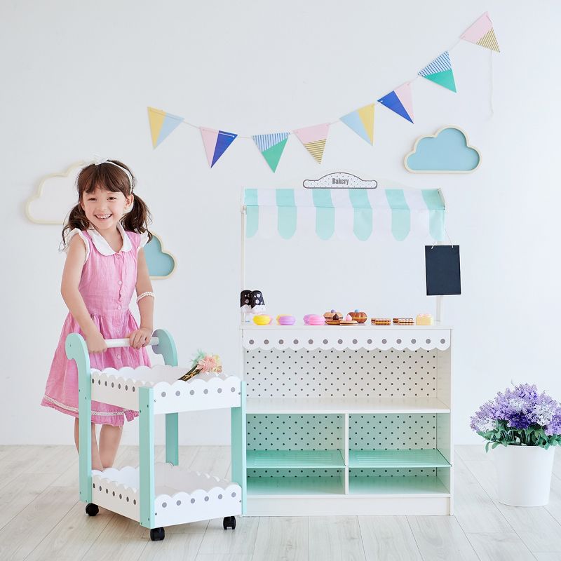 Teamson Kids My Dream Bakery Shop and Pastry Cart Wooden Play Set, White/Mint, 3 of 14