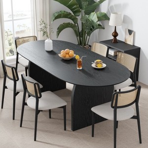 67" Farmhouse Oval Black Dining Table for 4-6 People with Round Arched Table Legs for Dining Room and Living Room - 1 of 4