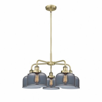 Bell - 5 Light Stem Hung Chandelier In Art Deco Style-14.75 Inches Tall and 26 Inches Wide