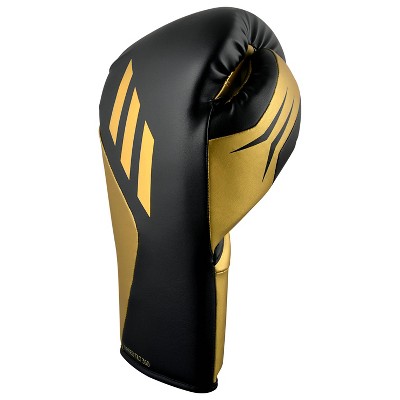 Adidas Tilt 350 Pro Lace Up Boxing Gloves 16oz Metallic Black Gold